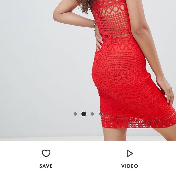 Red laced short sleeve dress - Picture 3 of 6